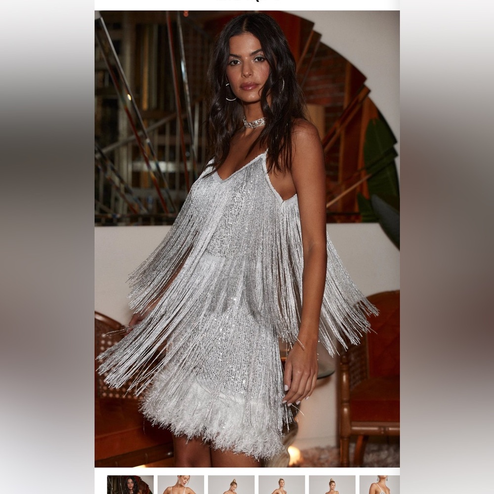 Disco Fever Silver Fringe Mini Dress | 12th Tribe